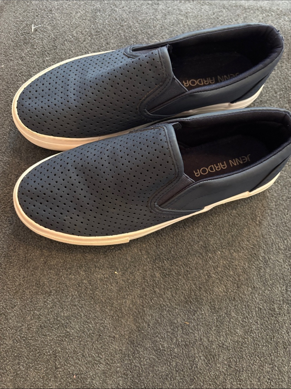 Jenn Ardor Breathable Navy and White Slip-On Perforated Casual Shoes